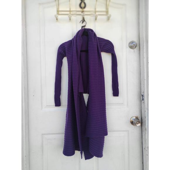 Designer Merino Wool Cashmere Sculpted Front-Drape Wrap Top - Picture 16 of 16